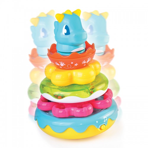 Hap-P-Kid Little Learner Musical Wobbly Dino Stacking Rings