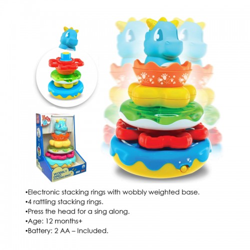 Hap-P-Kid Little Learner Musical Wobbly Dino Stacking Rings