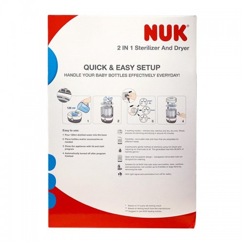 NUK 2 In 1 Sterilizer and Dryer | Baby Bottle Steam Sterilizer