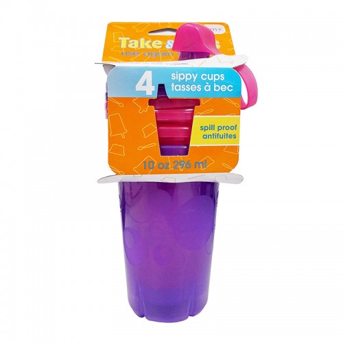 THE FIRST YEARS Take & Toss Spill-Proof Cups 10oz - Pink/ Purple (4pk)